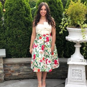 Cream top and floral skirt
